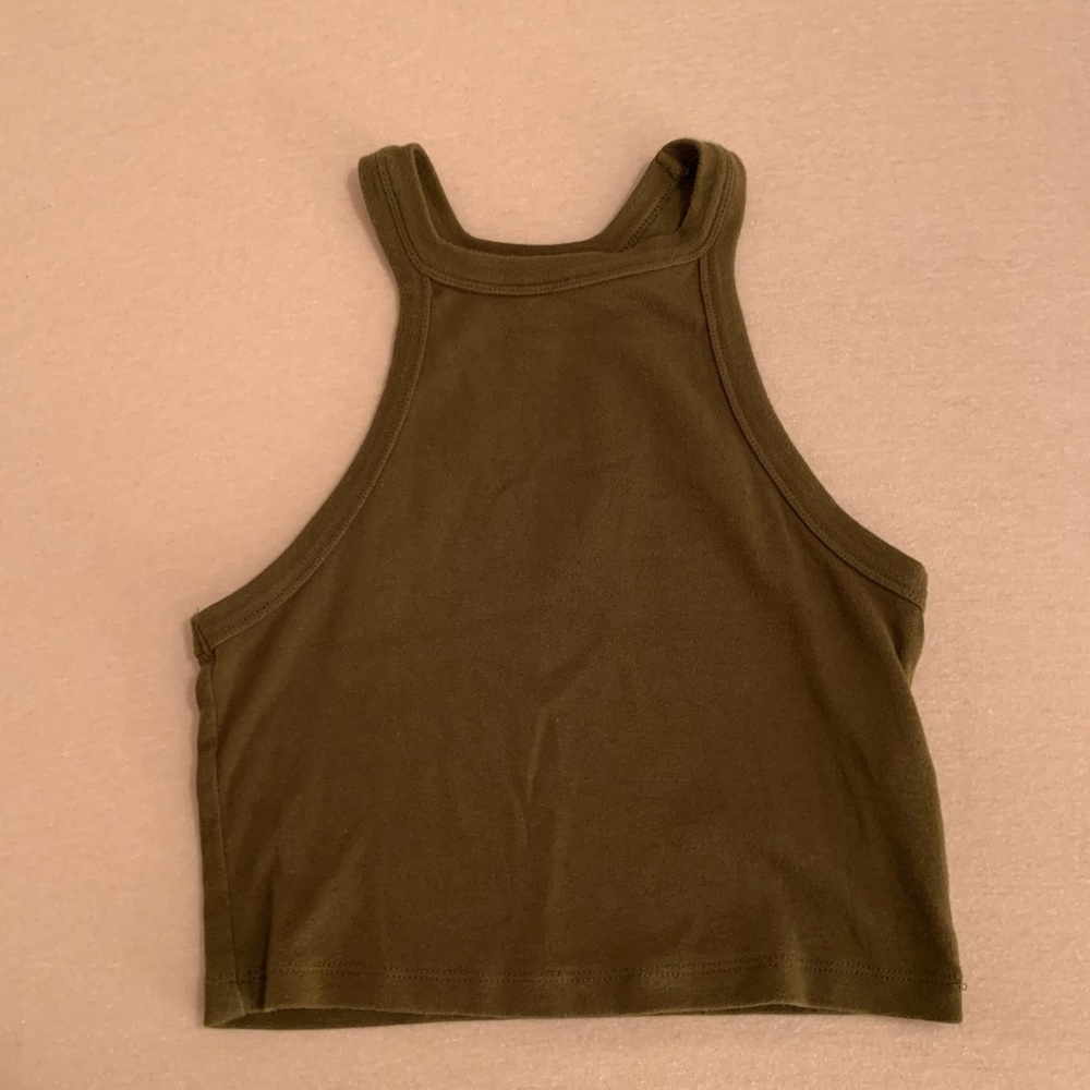 Army green forever 21 halter neck crop top